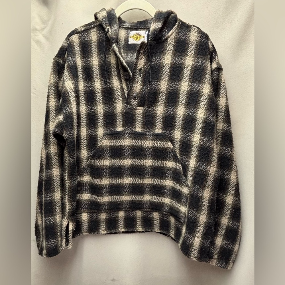 Earth Ragz Men's Vintage 90's Flannel Pullover Hoodie Jacket Size Medium